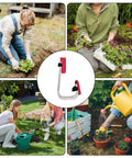 Collage of gardeners using Garden Knee Seat Kneeler Stool With Strap, Portable Leg Brace for gardening tasks, sturdy and comfortable.