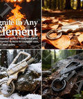 All In One Infinity Permanent Match Lighter With Keychain And Bottle Opener in outdoor settings, showcasing windproof waterproof design.