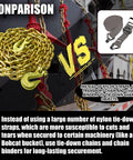 G80 Transport Binder Chain Three Eighths Inch By Sixteen Foot Heavy Duty Tow Chain With Clevis Grab Hooks vs nylon straps