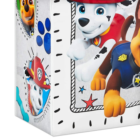 Totally Extra Large Paw Patrol Gift Bag With Tissue Paper For Birthdays And Parties, Chase and Marshall design on white bag