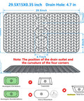 Diagram of Silicone Sink Mat Grid Protector for Kitchen Sinks 12 to 29.5 inches DIY cut to fit, showing drainage and compatibility.