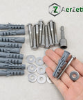 Nylon Flange Dowels Kit With Stainless Steel Screws, Washers And Hex Bit showcased in hand for size comparison.