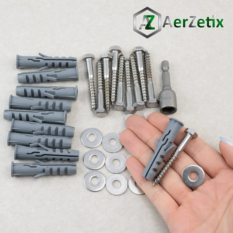 Nylon Flange Dowels Kit With Stainless Steel Screws, Washers And Hex Bit showcased in hand for size comparison.