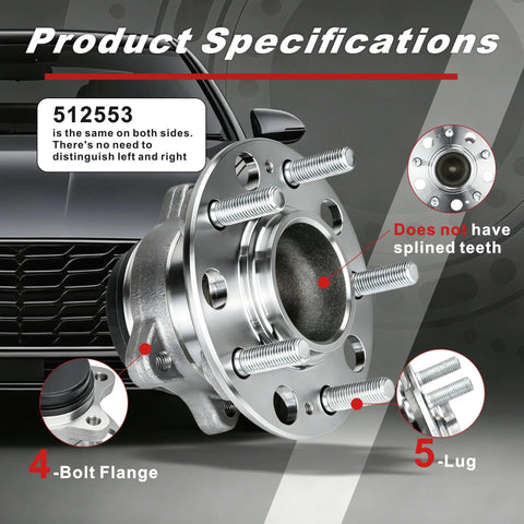 Beefed Up Rear Wheel Bearing Hub Assembly With 5 Lugs And ABS Replacement Fits Hyundai Sonata 2015 2019 Tucson 2016 2021 Veloster N 2020 2022 Kia