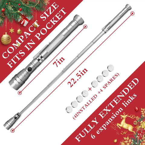 Magnetic Pickup Tool With Led Lights Telescoping Magnet Handy Flashlight For Car Repair And Home Garage Quick Grab Tool Extendable Magnet Wand With Bright Led Cool Gift For Dad Husband Boyfriend Him