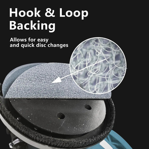 Close-up of hook and loop backing on Dust Free Pro Grade 25 Pack 9 Inch Mesh Sanding Discs Set With 60 80 120 180 240 Grits