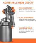 Heavy Duty Siphon Feed Air Spray Paint Gun With 1.8Mm Needle And 1000Cc Aluminum Pot showing adjustable knobs for fan, fluid, and air.