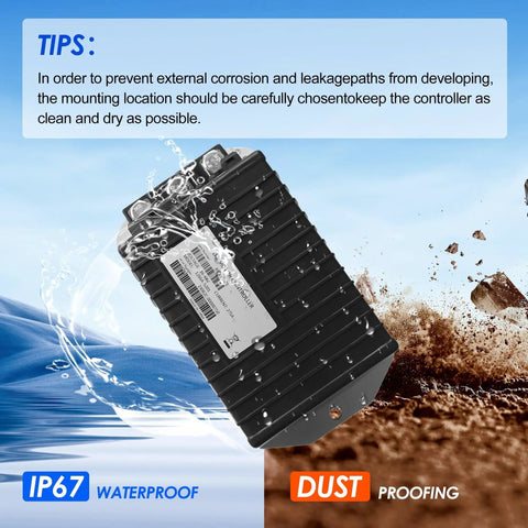Waterproof and dustproof electric vehicle controller showcasing IP67 protection in outdoor environment