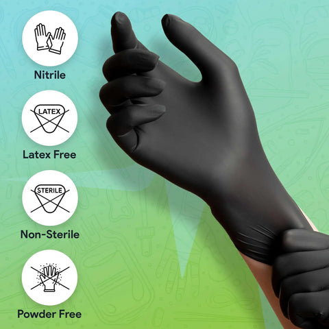 Heavy Duty Black Nitrile Gloves Extra Large Case Of One Thousand Medical Grade Powder Free Latex Free Disposable Exam Gloves in use.