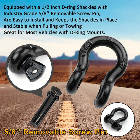Beefy Half Inch D Ring Bow Shackle With Screw Pin Clevis Four Pack For Jeeps ATVs Trucks And Trailers 2 Ton Working Load Limit