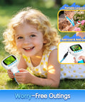 Kids Digital Handheld Microscope With 2 Inch IPS Screen And 1000x Magnification, Video Camera For STEM Learning, Wonder Quest Educational Toy, Magnifier For Bugs, Cool Birthday Gift For Boys And Girls in a child’s hand outdoors
