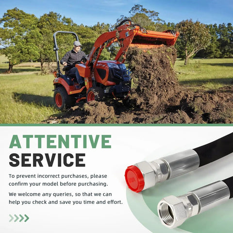 Front Loader Hydraulic Hose Kit For Kubota LA350A LA401 LA402 LA402-1 with boom and bucket cylinder hoses in use on field