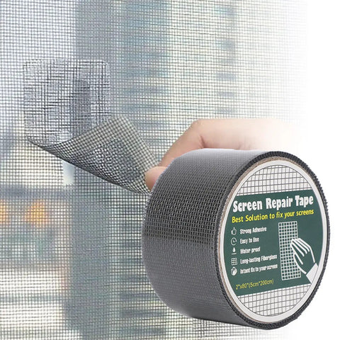 Heavy Duty Screen Repair Tape For Windows And Doors Self Adhesive Fiberglass Mesh Patch Waterproof Window Screen Patch Kit shown being applied to screen.