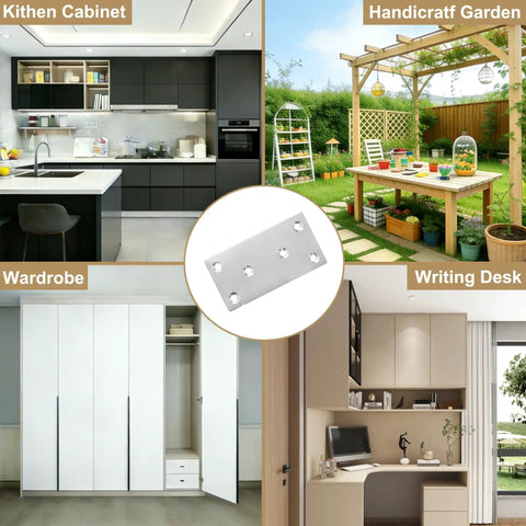 Heavy Duty Stainless Steel Mending Brackets 40 Pack in a kitchen cabinet setup, size 80x40mm, for strong DIY projects.