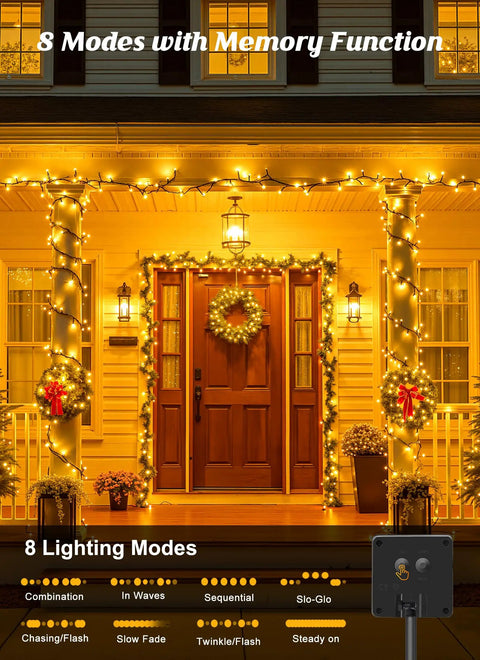 Outdoor Solar String Lights 5ft With 30 LEDs Waterproof Fairy Lights For Patio Garden Yard 8 Modes Auto On At Dusk Auto Off At Dawn