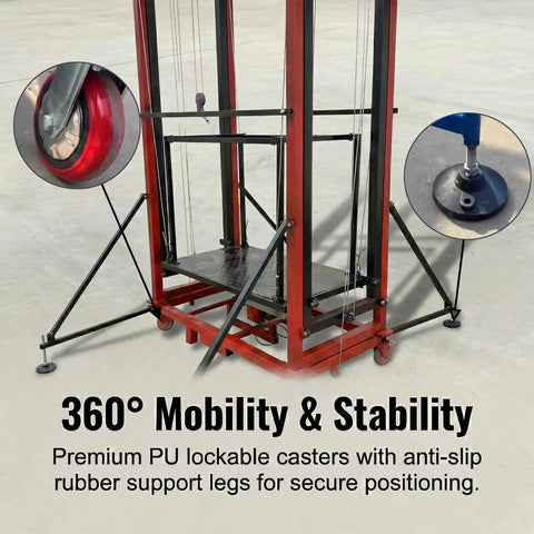 Heavy Hitter Electric Scaffolding Lift With Smooth Remote Control And Pro Level Foldable Mobile Work Platform Built Like A Beast On Steel Frame With Rolling 360 Casters Plus Locking Stabilizers For No Fuss Height Changes Up To 13 Feet