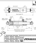 Technical drawing of Beefy 2 Inch Bore Hydraulic Cylinder With 16 Inch Stroke Welded Ram And Cross Tube Ends Double Acting