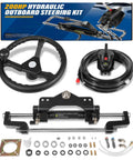 200HP Hydraulic Outboard Steering Kit With Steering Wheel Helm Pump Hydraulic Cylinder And 26 Ft PU Hoses