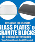 Dead Nuts Accurate Planer And Jointer Knife Sharpener System components including glass plate and granite block for sharpening.