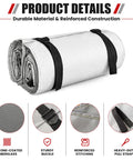 Heavy Duty Silicone Coated Fiberglass Vehicle Fire Blanket Badass Auto Protection Shield tied with black straps for easy storage.