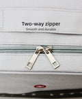 Close-up view of two-way zipper on Two Pack Travel First Aid Kits With Multi Compartment Organizer Bags in Oxford Grey.