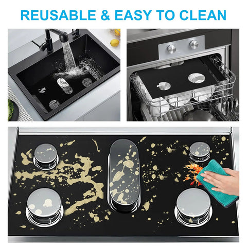 Stove Top Protector For Gas Ranges, 0.4mm Thick Reusable Burner Covers, Nonstick Washable Liner in sink and dishwasher