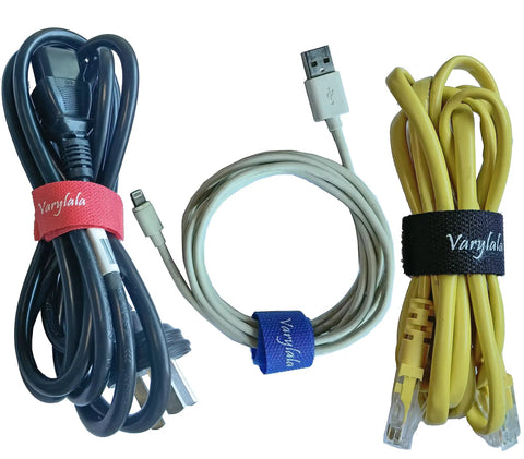 10 Pack Go To Versatile Hook And Loop Securing Straps 1 Inch By 24 Inch Black Nylon Tie Down Fastening Stabilizer Straps Reusable Durable With Red And Blue Color Strips