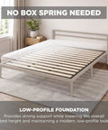 Heavy Duty King Bunkie Board Under Mattress Support Platform Bed Foundation With Precision Cut Inner Rail Drop In Design showing a low-profile frame.