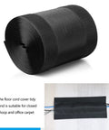Roll of cord cover floor cable protector for carpet with hook-and-loop grip, black, 4 inches wide by 50 feet long.