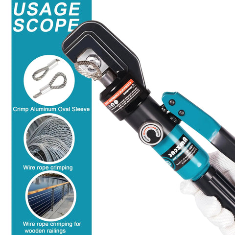 Beefy Workhorse Wire Rope Crimping Tool Kit Swaging Tool For Aluminum Ferrules And Oval Sleeves 3/64 To 3/16 Inch