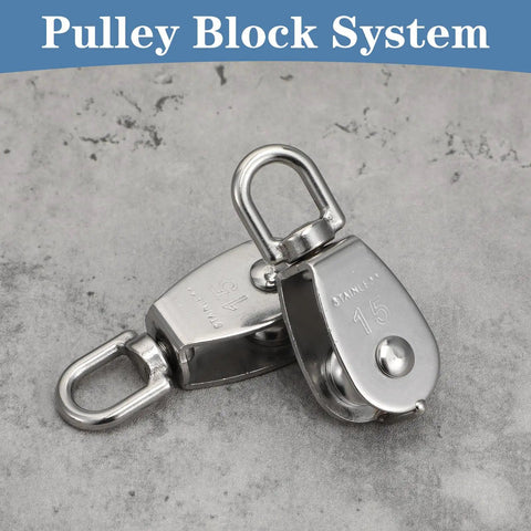 Heavy Duty 16 Pack M15 Single Pulley Block With 304 Stainless Steel Rope Roller And Cable Pulley Swivel Hook Wire Rope Towing Wheel For Lifting 80 Lb Capacity