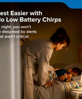 Mother checking on child asleep in bed, promoting Top Shelf Carbon Monoxide Detector With Ten Year Battery Backup And Loud Eighty Five Decibel Alert For Worry Free Home Safety Monitoring And Quick Low Level Hazard Scan Shield.