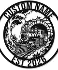 Custom Train Name Metal Wall Art With EST Year Vintage Steam Locomotive Sign for Train Lovers Farmhouse Style Wall Decor