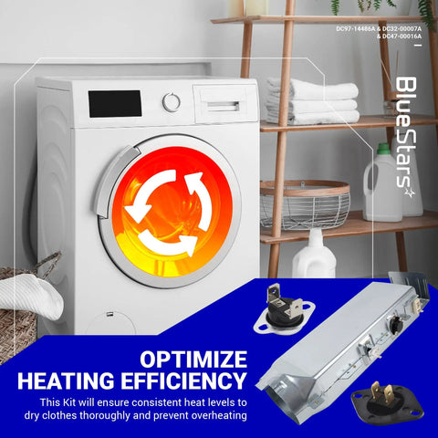 Upgraded Dryer Heating Element Kit For DV42H5000EW A3 DV45H7000EW A2 DV40J3000EW A2 shown with dryer and heating components