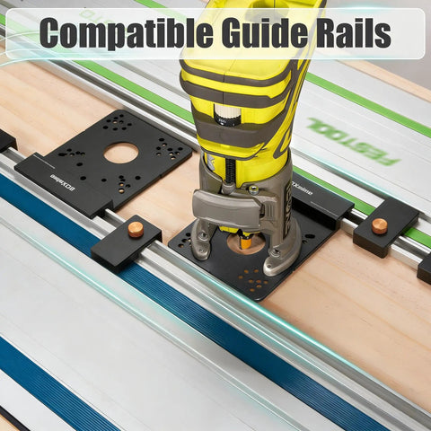 Universal Aluminum Router Guide Rail Adapter Compatible With Makita Festool Track Saw Rails on guide rails with router setup.