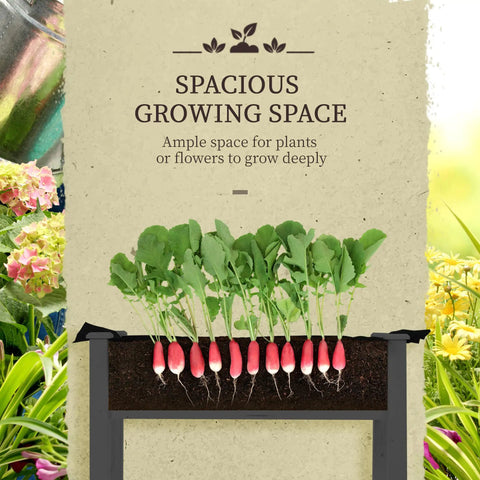 Raised Garden Bed With PE Greenhouse Cover For Herbs And Veggies, Outdoor Elevated Wood Planter Box For Patio Backyard Balcony, 48 By 22 By 46 Inches, Dark Gray