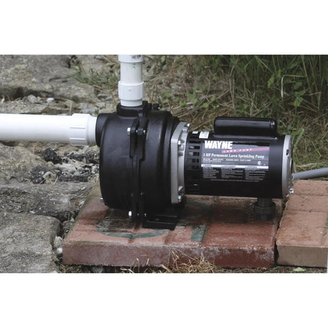 2 HP Cast Iron Lawn Sprinkling Pump With High Volume Output For Outdoor Irrigation And Garden Watering, Heavy Duty Cast Iron Volute, Durable Water Pump For Green Lawns And Reliable Sprinkler System installed outdoors on bricks