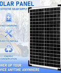 30W 12V Monocrystalline Solar Panel Kit With 10A Charge Controller And Battery Maintainer, image of solar panel and features