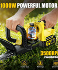 Person using 22 Inch Cordless Hedge Trimmer With Dual Action SK5 Blades And 2x4.0Ah Batteries And Charger Included, 180 Degree Rotating Handle, Lightweight 4.1 Lb Electric Hedge Cutter For Yard And Garden, No Cord Hassle Pruning And Shaping