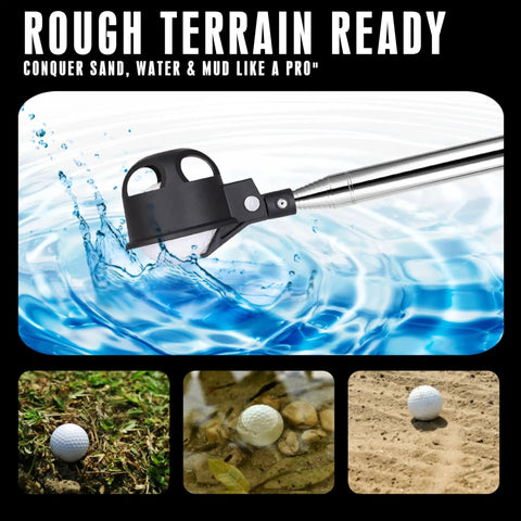 Auto Lock Golf Ball Retriever With Telescopic Shaft And Heavy Duty Stainless Steel Build Non Slip Rubber Grip in water