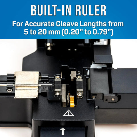 One Step Fiber Optic Cleaver With Auto Rotating Blade For Precise Cleaves And Scrap Collection tool with built-in ruler