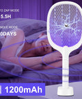 Reusable Electric Fly Swatter Racket Featuring 4000V Bug Zapper With Rechargeable Battery And Dual Mode Design For Killing Mosquitoes And Pests In Your Home near a sleeping woman.