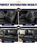 Before and after of car seat and couch using Self Adhesive Leather Repair Patch Tape Kit For Furniture And Car Interiors DIY Friendly.