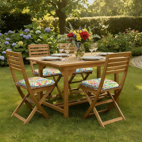Set Of 4 Outdoor Chair Cushions With Ties Water Repellent Patio Seat Cushions 17 In By 16 In By 2 In Round Corner Paisley Multi on garden chairs