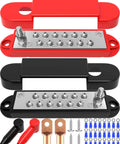 Beefy 150 Amp 12V Marine Bus Bar Power Distribution Block With Cover, red and black, 3mm Tinned Copper Bus Bars, mounting screws