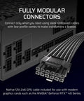 Upgrade Your Rig With 850W Fully Modular Power Supply ATX 3.1 Ready PCIe 5.1 Support Low Noise Cooling Cybenetics Gold Efficiency Native 12V 2x6 Connectors Black, black PSU cable close-up