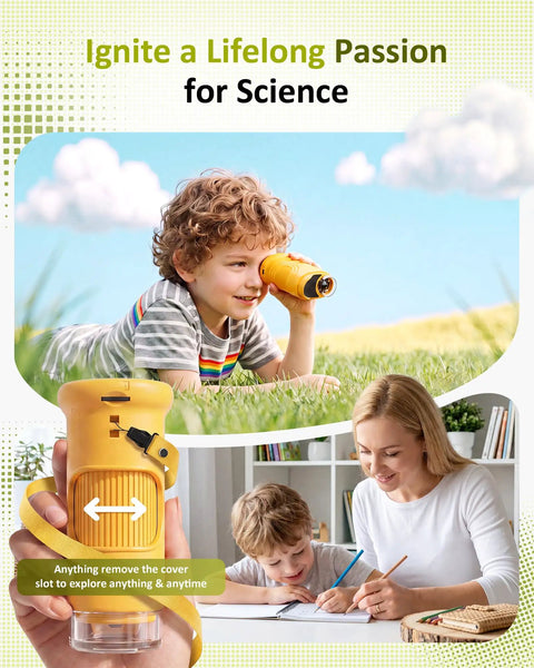 1000X Handheld Digital Microscope for Kids with 2MP Camera and Manual Focus Pocket STEM Toy used by child outdoors
