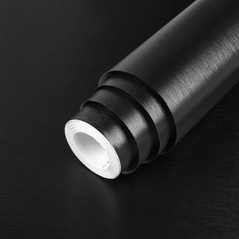 Refrigerator And Appliance Wrap Peel And Stick Wallpaper In Black Metallic Brushed Stainless Steel Look Self Adhesive Roll