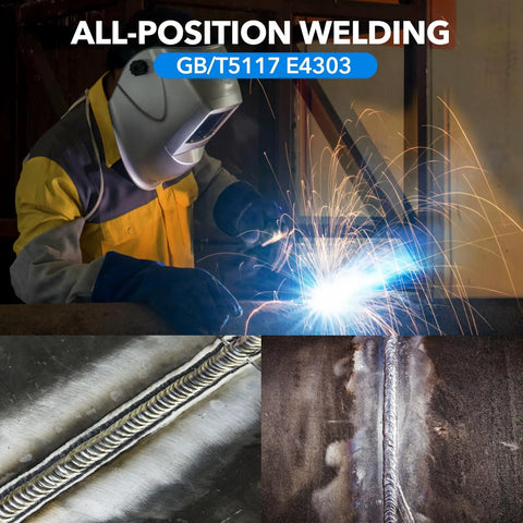 Person using One Eighth Inch Carbon Steel Welding Rod Electrodes For Stick Welding All Position Arc Welding J422 Grade