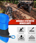 Quarter Inch Fifty Foot Synthetic Heavy Duty Winch Rope for ATV UTV 4x4 Off Road Vehicles 9000 Lb Capacity on ATV